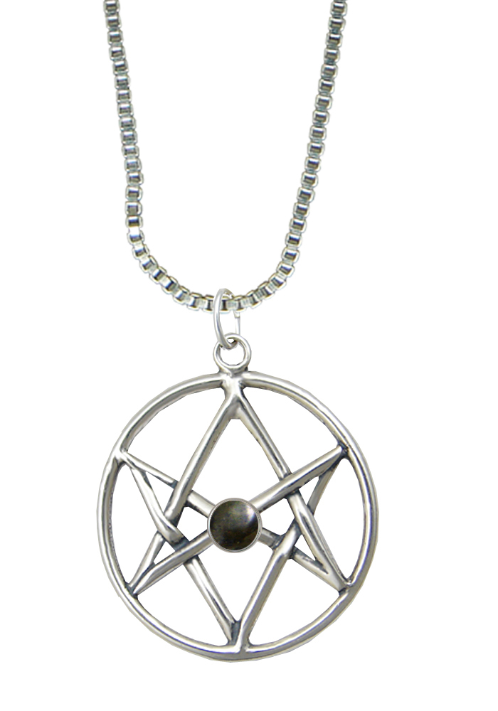 Sterling Silver Unicursal Hexagram Pendant With Spectrolite